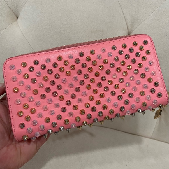 Christian Louboutin Handbags - 💖💖Christian Louboutin Spikes Pink Long Leather Zippy Wallet